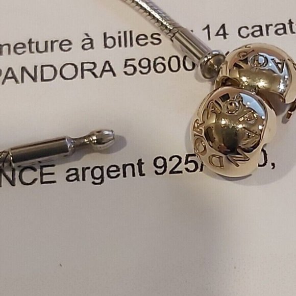 Authentic Pandora Essence Sterling Silver & 14k Gold Bracelet 596003-19 7.5" - Picture 8 of 9